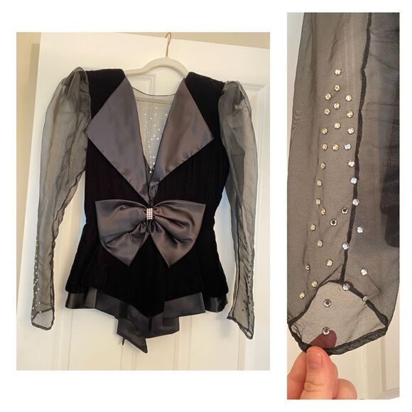 Vintage 80s designer formal top by Karen Miller NY estimated size 6 - Picture 2 of 8